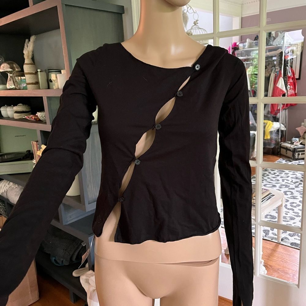 Storets Tatum Asymmetrical Black Lightweight Cardigan sz S/M NWT
